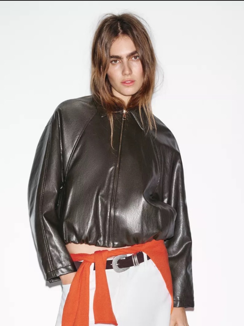 Zara faux leather bomber jacket
